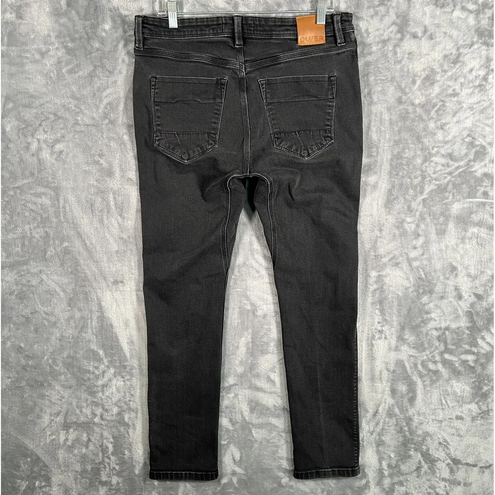 Duer Performance Slim Fit Jeans Mens 34x30 Black Denim Tapered Stretch Organic